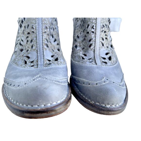 Womens Neosens Gray Leather Cutout Heeled Ankle Shoes Booties Spain EU 36/ US 6 - Picture 4 of 13